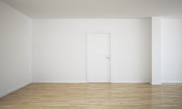 Empty room with a closed door