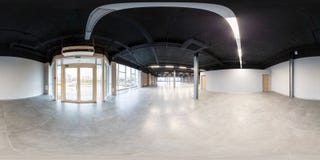 Empty room without repair. full seamless spherical hdri panorama 360 degrees in interior white loft room for office with panoramic