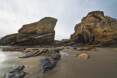 Empty sand beach and cliffs royalty free stock photo Empty sand beach and cliffs royalty free stock photo