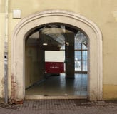 An empty space in an old house with a large glass door is leased Royalty Free Stock Photography An empty space in an old house with a large glass door is leased Royalty Free Stock Photography