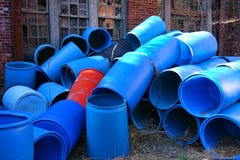 Empty Trash Plastic Container Barrels Recycling royalty free stock photos Empty Trash Plastic Container Barrels Recycling royalty free stock photos