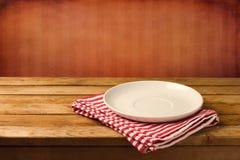 Empty White Plate On Wooden Table Stock Image Empty White Plate On Wooden Table Stock Image