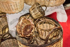 Empty wicker baskets for sale royalty free stock photos Empty wicker baskets for sale royalty free stock photos