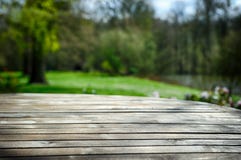 Empty Wooden Table In Spring Garden Royalty Free Stock Photos Empty Wooden Table In Spring Garden Royalty Free Stock Photos