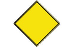 An empty yellow diamond shaped warning sign Royalty Free Stock Photo An empty yellow diamond shaped warning sign Royalty Free Stock Photo