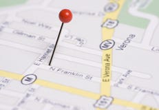Empurre o Pin no mapa fotografia de stock Empurre o Pin no mapa fotografia de stock