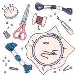 EMROIDERY-ARBEIT Vektor-Illustration stellte für das Nähen und Stickerei ein stock abbildung EMROIDERY-ARBEIT Vektor-Illustration stellte für das Nähen und Stickerei ein stock abbildung