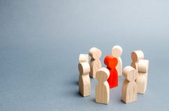 En cirkel av folk omger en r?d person Kommunikation Aff?rslag, teamwork, lagande Tr?diagram av folk En cirkel royaltyfri foto En cirkel av folk omger en r?d person Kommunikation Aff?rslag, teamwork, lagande Tr?diagram av folk En cirkel royaltyfri foto