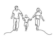 En linje familj stock illustrationer En linje familj stock illustrationer