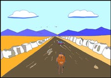 En turist på vägen royaltyfri illustrationer En turist på vägen royaltyfri illustrationer