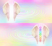 Encabeçamento do Web site de Reiki Angel Wings e de sete Chakras ilustração do vetor Encabeçamento do Web site de Reiki Angel Wings e de sete Chakras ilustração do vetor