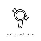Enchanted mirror icon. Trendy modern flat linear vector Enchanted mirror icon on white background from thin line Fairy Tale vector illustration Enchanted mirror icon. Trendy modern flat linear vector Enchanted mirror icon on white background from thin line Fairy Tale vector illustration
