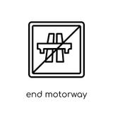 End motorway sign icon. Trendy modern flat linear vector End mot royalty free illustration End motorway sign icon. Trendy modern flat linear vector End mot royalty free illustration