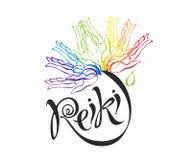 Energia di Reiki logotype Energia curativa Fiore dell'arcobaleno dalle palme dell'uomo Medicina alternativa spiritoso illustrazione di stock Energia di Reiki logotype Energia curativa Fiore dell'arcobaleno dalle palme dell'uomo Medicina alternativa spiritoso illustrazione di stock
