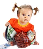 Enfant avec de l'euro argent. photo stock Enfant avec de l'euro argent. photo stock