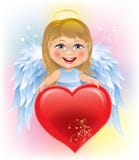 Enfant d'ange et coeur du jour de Valentine illustration libre de droits Enfant d'ange et coeur du jour de Valentine illustration libre de droits