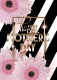 Enfantez la carte de voeux de jour du ` s avec de beaux gerberas, cadre d'or et fond rayé Images stock Enfantez la carte de voeux de jour du ` s avec de beaux gerberas, cadre d'or et fond rayé Images stock