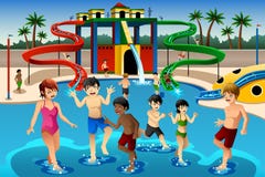 Enfants jouant dans un waterpark illustration libre de droits Enfants jouant dans un waterpark illustration libre de droits