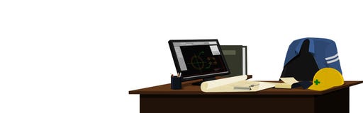 Engineer`s desk stock illustration Engineer`s desk stock illustration