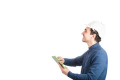 Engineer using tablet stock image Engineer using tablet stock image