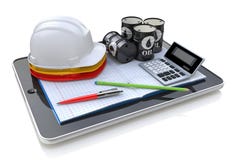 Engineering works on tablet computer - Development industry stock photography Engineering works on tablet computer - Development industry stock photography