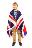 Englische jugendlich Aufstellung eingewickelt in der britischen Flagge lizenzfreie stockfotos Englische jugendlich Aufstellung eingewickelt in der britischen Flagge lizenzfreie stockfotos