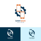 Engranaje de Handphone, icono del logotipo del handphone de la reparación, servicio de Handphone Vector libre illustration Engranaje de Handphone, icono del logotipo del handphone de la reparación, servicio de Handphone Vector libre illustration