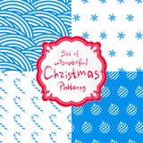 Enkel dekorativ modellvektor fyra för fastställd jul stock illustrationer Enkel dekorativ modellvektor fyra för fastställd jul stock illustrationer