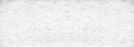Enkel grungy vit tegelstenvägg med ljust - grå bakgrund för textur för skuggamodellyttersida i brett panoramabanerformat arkivfoto Enkel grungy vit tegelstenvägg med ljust - grå bakgrund för textur för skuggamodellyttersida i brett panoramabanerformat arkivfoto