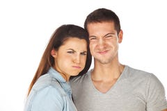 Plan rapproché de jeunes couples fâchés image libre de droits Plan rapproché de jeunes couples fâchés image libre de droits