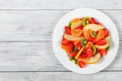 Ensalada de fruta jugosa y fresca deliciosa fotos de archivo Ensalada de fruta jugosa y fresca deliciosa fotos de archivo