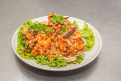 Ensalada picante de los mariscos Imágenes de archivo libres de regalías Ensalada picante de los mariscos Imágenes de archivo libres de regalías
