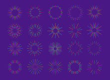 Ensemble au néon d'explosion de feux d'artifice de vecteur d'isolement sur le fond pour l'emblème Images stock Ensemble au néon d'explosion de feux d'artifice de vecteur d'isolement sur le fond pour l'emblème Images stock