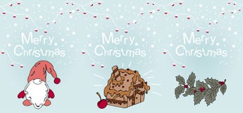 Ensemble cartes de voeux de Noël et de nouvelle année illustration de vecteur Ensemble cartes de voeux de Noël et de nouvelle année illustration de vecteur
