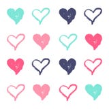 Ensemble coloré d'aspiration de main de coeur pour le fond illustration libre de droits Ensemble coloré d'aspiration de main de coeur pour le fond illustration libre de droits