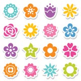 Ensemble d'autocollants de fleur dans des couleurs lumineuses illustration de vecteur Ensemble d'autocollants de fleur dans des couleurs lumineuses illustration de vecteur