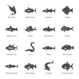Ensemble d'icône de poissons illustration stock Ensemble d'icône de poissons illustration stock