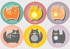 Ensemble d'insignes de chats de bande dessinée Style plat géométrique moderne simple illustration libre de droits Ensemble d'insignes de chats de bande dessinée Style plat géométrique moderne simple illustration libre de droits