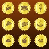 Ensemble d'insignes ou de médailles liés à la nourriture d'or illustration de vecteur Ensemble d'insignes ou de médailles liés à la nourriture d'or illustration de vecteur