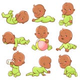 Ensemble de bébé d'afro-américain illustration libre de droits Ensemble de bébé d'afro-américain illustration libre de droits