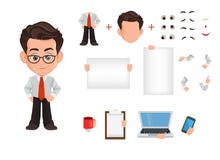 Ensemble de création de personnage de dessin animé d'homme d'affaires, constructeur Jeune homme d'affaires mignon dans des vêteme illustration libre de droits Ensemble de création de personnage de dessin animé d'homme d'affaires, constructeur Jeune homme d'affaires mignon dans des vêteme illustration libre de droits