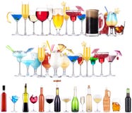 Ensemble de différents boissons alcoolisées et cocktails photos stock Ensemble de différents boissons alcoolisées et cocktails photos stock