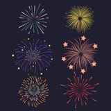 Ensemble de feu d'artifice brusting avec le scintillement coloré illustration stock Ensemble de feu d'artifice brusting avec le scintillement coloré illustration stock