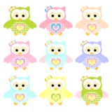 Ensemble de hibou coloré illustration stock Ensemble de hibou coloré illustration stock