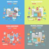Ensemble 4 de la ligne mince concept de construction plat pour le concepteur, l'éducation et le marketing apprenant, viral et vis illustration libre de droits Ensemble 4 de la ligne mince concept de construction plat pour le concepteur, l'éducation et le marketing apprenant, viral et vis illustration libre de droits