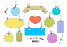 Ensemble de 11 labels tirés par la main colorés et bannières de diverses formes Vecteur illustration de vecteur Ensemble de 11 labels tirés par la main colorés et bannières de diverses formes Vecteur illustration de vecteur
