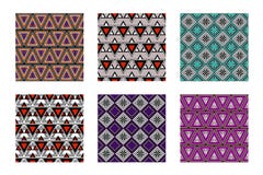 Ensemble de modèles colorés géométriques de vecteur sans couture avec les éléments ornementaux Photo stock Ensemble de modèles colorés géométriques de vecteur sans couture avec les éléments ornementaux Photo stock