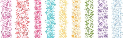 Ensemble de neuf sans couture verticaux de fleurs abstraites illustration libre de droits Ensemble de neuf sans couture verticaux de fleurs abstraites illustration libre de droits