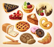 Ensemble de tartes et de produits de farine illustration stock Ensemble de tartes et de produits de farine illustration stock