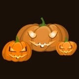 Ensemble de trois potirons de différentes formes et tailles pour la célébration de Halloween Émotions mauvaises découpées avec in illustration stock Ensemble de trois potirons de différentes formes et tailles pour la célébration de Halloween Émotions mauvaises découpées avec in illustration stock
